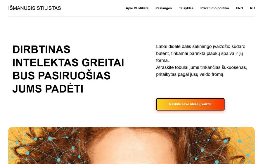 Išmanusis Stilistas svetainės ekrano vaizdas