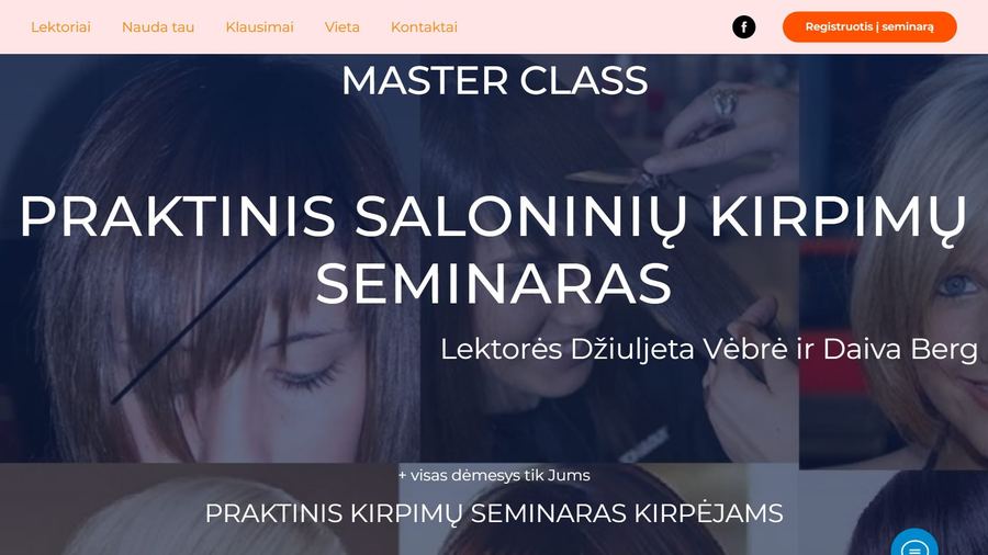 Kirpimų Seminaras svetainės ekrano vaizdas