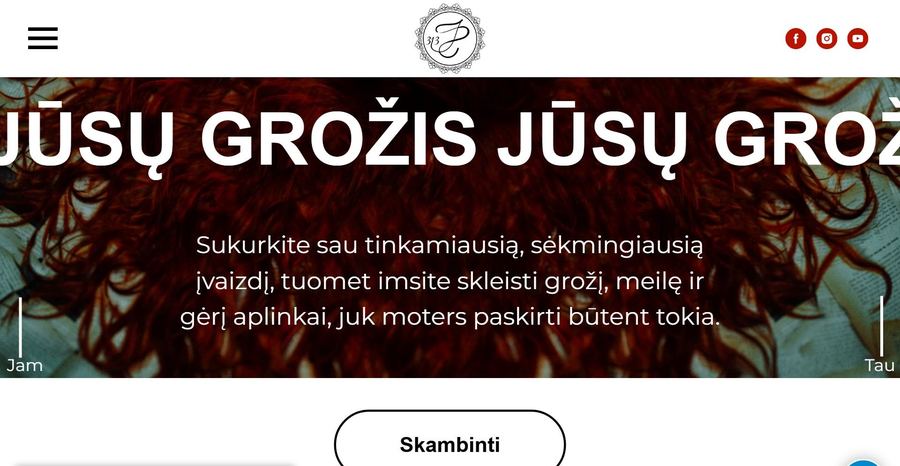 Salonas Rolė svetainės ekrano vaizdas